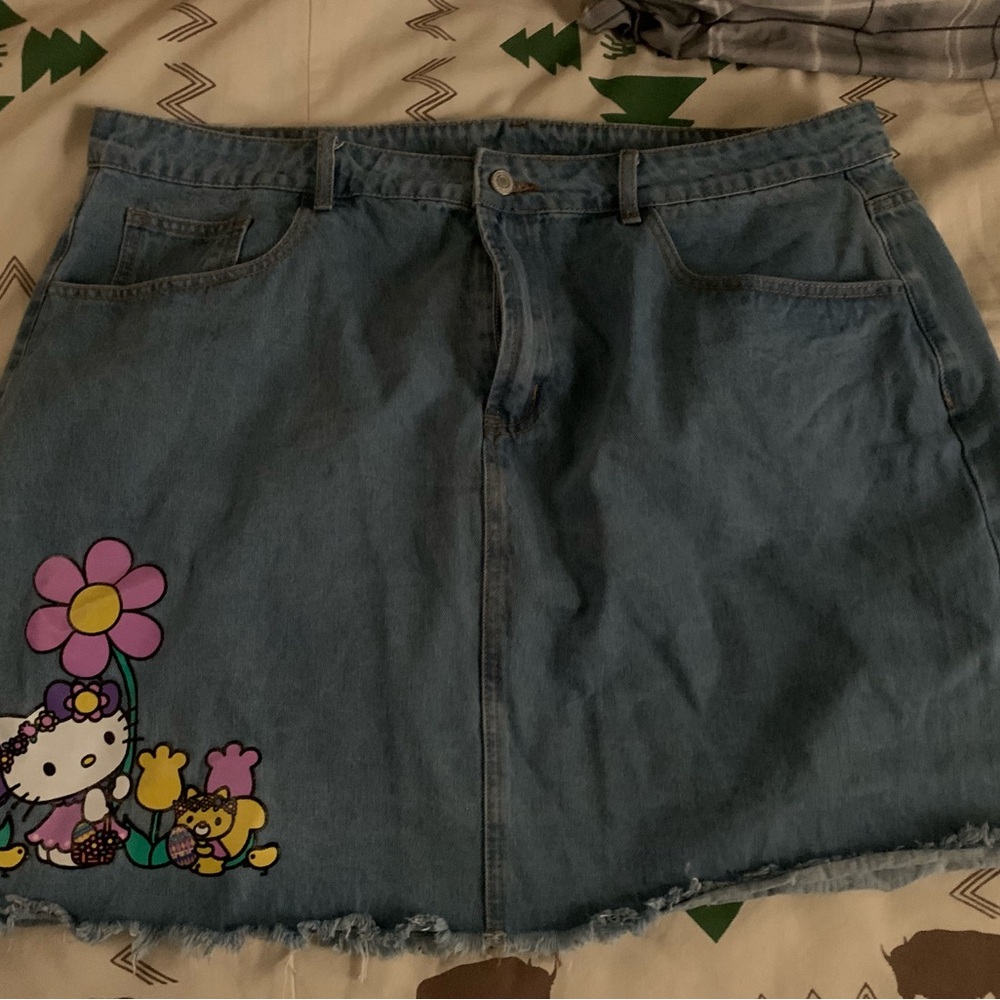 SHEIN denim Hello kitty and squirrel mini  skirt - NWOT